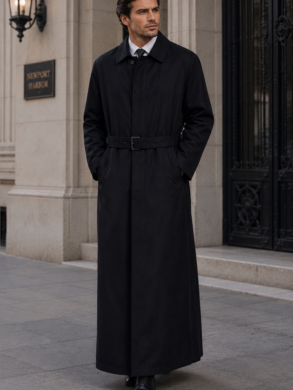 Men Th insulate Long coat men Black dressy Newport